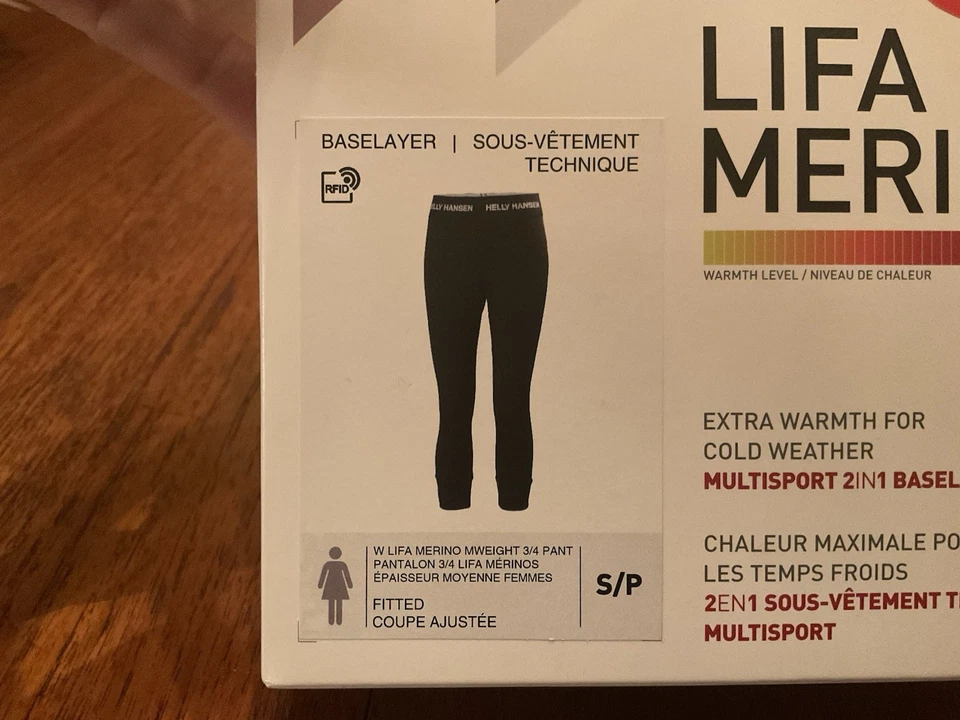 Pantalones para mujer Helly Hansen Lifa Merino peso medio 3/4, negros, pequeños Foto 3 de 4