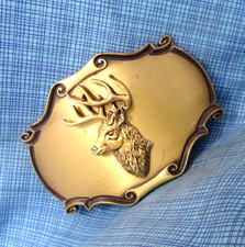 Deer Buck Stag Belt Buckle Hunter Sportsman Cowboy Vtg 1980 Raintree .GMP412