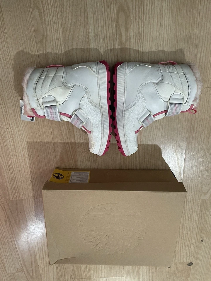 Timberland 33709 Botas Snow Stomper Blanco y Rosa Talla 2 Juvenil Piel Termolite NUEVO Foto 4 de 4