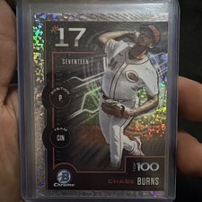 #’d /150 2025 Bowman Scouts Top 100 Chrome Chase Burns #BTP-17 SP /150 RC Reds