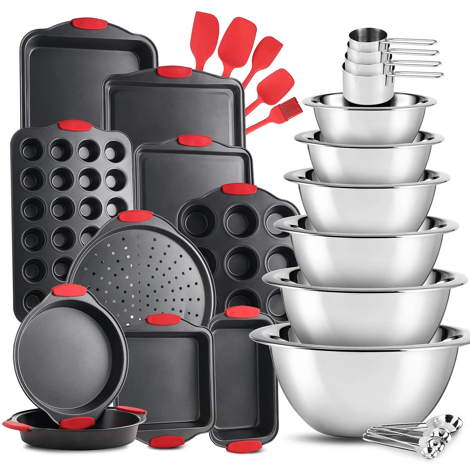 EatEx Bakeware Sets and Mixing Bowl Set, Non-Stick Baking Sheet Set with Uten...