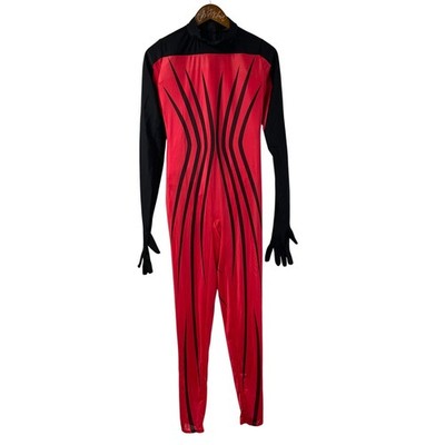 Tenth House Red Jumpsuit Skin Tight Dance Costume Outfit Large Open Back