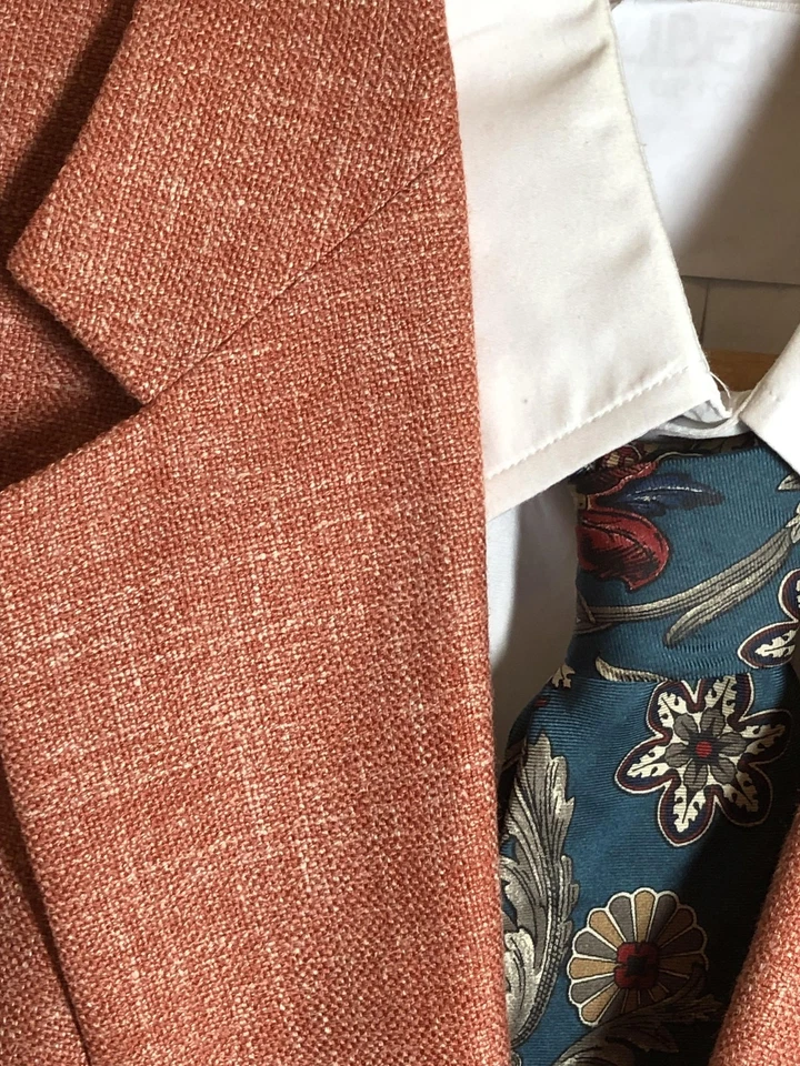 Blazer Brooks Brothers Rojo Óxido Seda Lino Lana Blazer Hombre 45R Abrigo Deportivo Foto 2 de 4