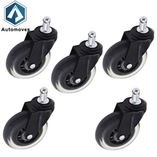 5Pcs Office Chair Caster Rubber Swivel Wheels Replacement Heavy Duty 3"