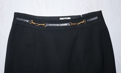 CELINE Womens Black Wool Vintage Gold Chain Skirt Size 40 | eBay