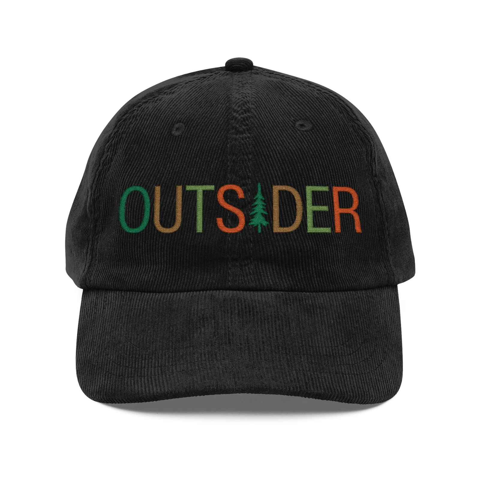 Outsider Embroidered Corduroy Camping Hat Outdoorsy Nature Lovers Cap For Hikers