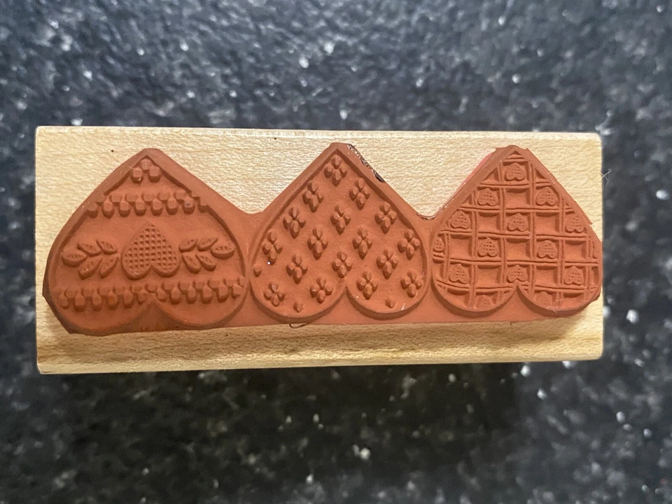 Lote de 3 estampillas de goma montadas en madera - Amor, corazones, San Valentín Foto 4 de 4