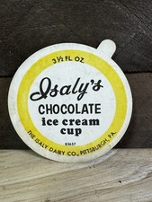 1960s Isaly's Chocolate Ice Cream Cup Lid Nos Pittsburgh Pa.