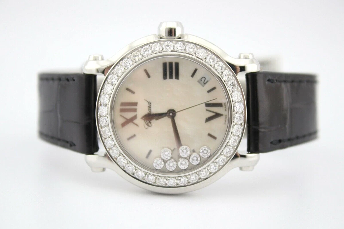 NEW CHOPARD HAPPY SPORT 36MM STAINLESS DIAMOND ENCRUSTED WATCH REF