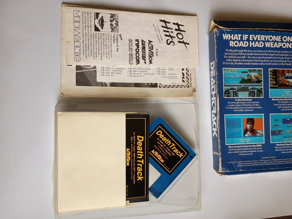 DEATHTRACK Activision 1989 w/2 floppy (see picture), registration, flyers w/box - Image 3 of 3