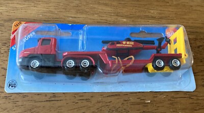 Siku Super #1610 - Diecast Low Loader w/ Helicopter *NEW* Red, Fire Department