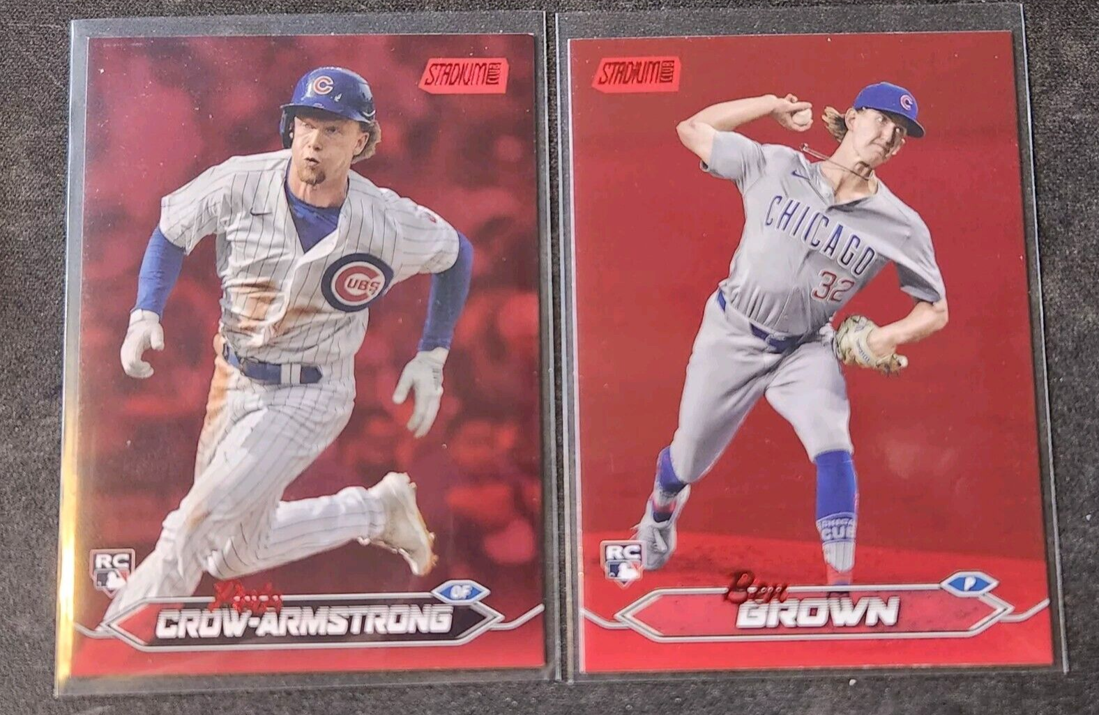 PETE CROW-ARMSTRONG/BEN BROWN 2-CARD RC LOT 2024 Stadium Club RED FOIL CUBBIES