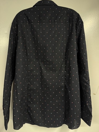 BAR III Slim-Fit Performance Stretch Black Rose Bud Print Dress Shirt XL 17 1/2 - Picture 6 of 7