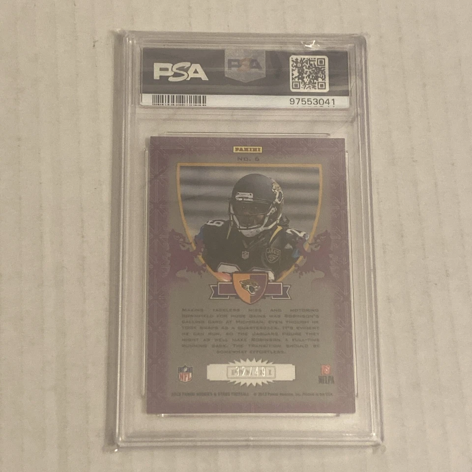 2013 Panini Rookies & Stars Denard Robinson Rookie Crusade Purple #32/49  PSA 9 - Image 2 of 2