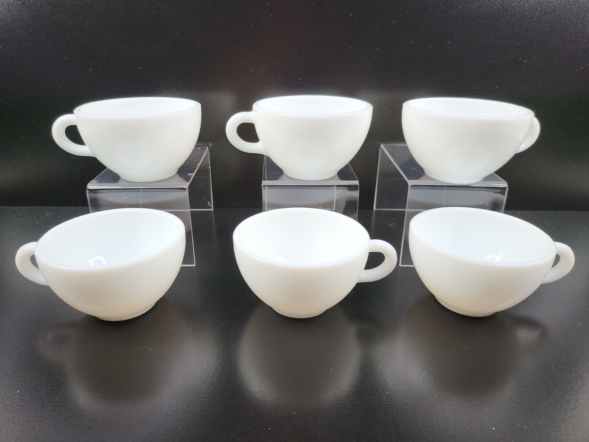 6 Anchor Hocking Anchorware Cup Set Vintage Anchorwhite 917
