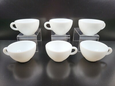 6 Anchor Hocking Anchorware Cup Set Vintage Anchorwhite 917