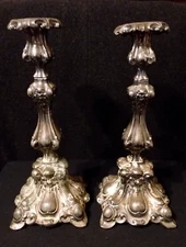ANTIQUE VICTORIAN POLISH BAROQUE  SILVER PLATE CANDLESTICKS Jakubowski JARRA