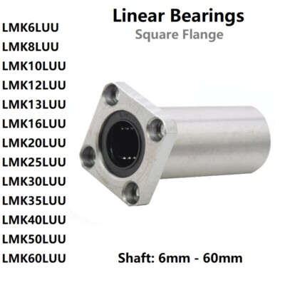 LMK6LUU - LMK60LUU Long Type Square Flange Linear Motion Bushing Bearing 6- 60mm