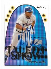 VERNON WELLS 2000 SKYBOX TALENT SHOW AUTOGRAPHED SIGNED # 8 TORONTO BLUE JAYS