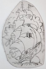 OLD VINTAGE Original Traditional Acetate Tattoo Stencil Sailor Clipper Ship 7
