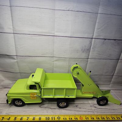 Vtg Tonka Green state Hi-way dept press steel dump truck & sand loader restored 