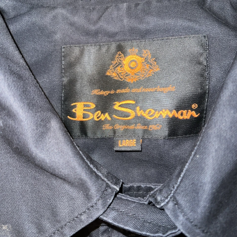 Ben Sherman Trench Coat Jacket Black Cotton L - Image 3 of 4