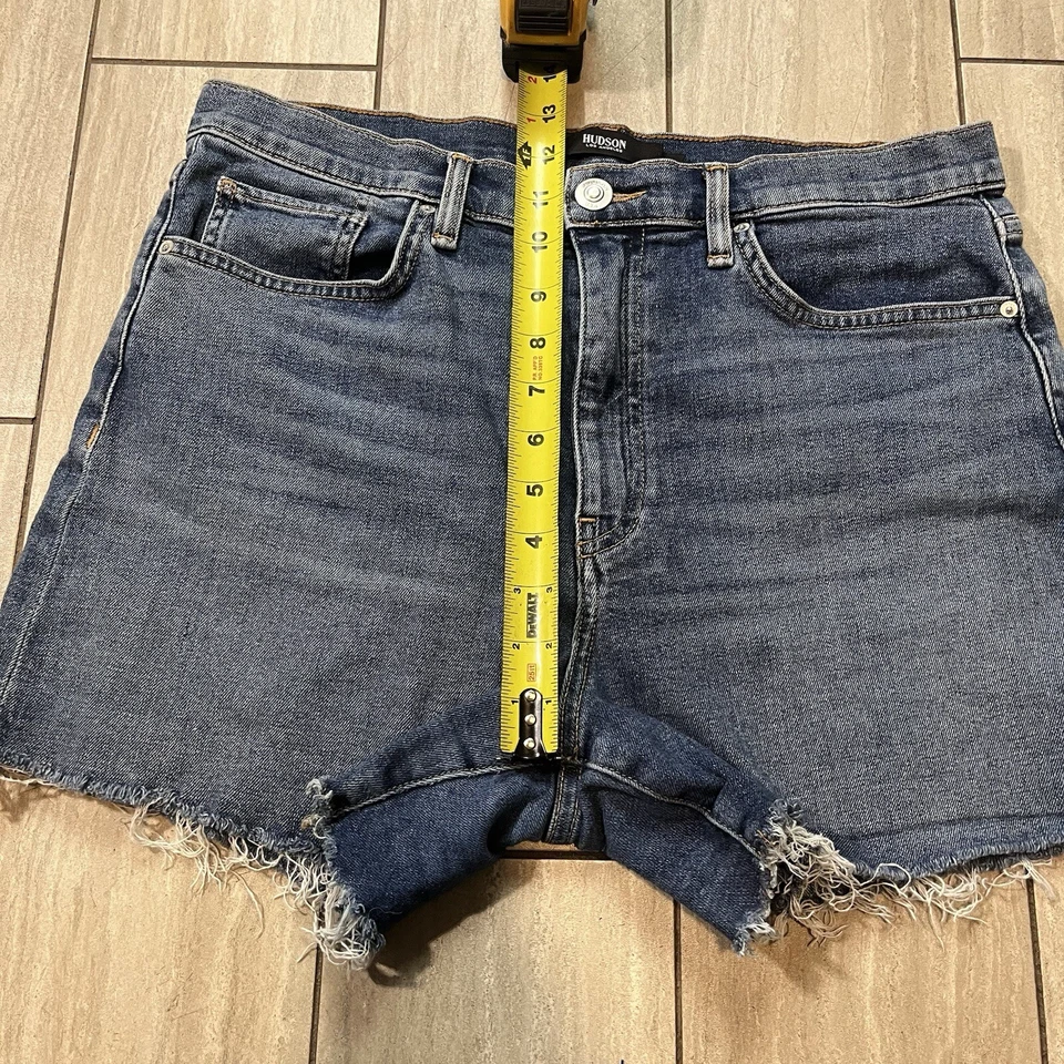 HUDSON Blue Medium Wash Devon High Rise Biker Jean Short Size 30 Womens  - Image 4 of 4
