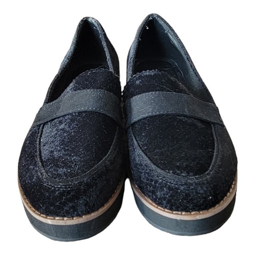 Call It Spring Black Microfiber Loafer Wedge Heel Flat Slide On, Sz 7.5 Women - Picture 8 of 14