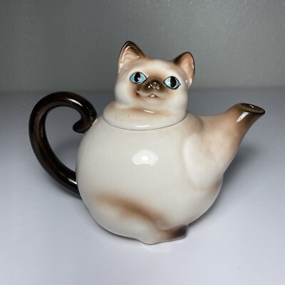 Vintage Norcrest TM50 Teapot Siamese Cat Japan Hand Decorated | eBay