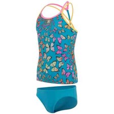 Nike Girl Butterfly T Cross-Back Blue Tankini Set L10738 Size Medium 10-12 YRS
