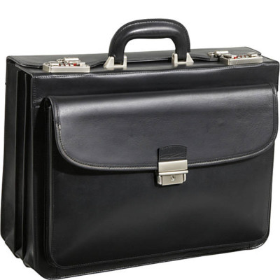 AmeriLeather Modern Attache Leather Executive Brief - Black
