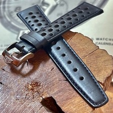 Cinturino da corsa svizzero Heuer Carrera blu anni 60/70 fibbia Heuer 20mm nuovo vecchio magazzino