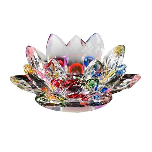 Clear Figurines Crystal Lotus Candle Holders Flower Tea Light Holder Bar - Picture 18 of 25