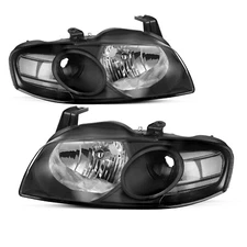 Black Headlights For 2004-2006 Nissan Sentra Sedan 4DR Clear Headlamp Left+Right