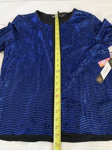 LuLaRoe Elegante Damen XS Blau Metallic Front offen Strickjacke 3/4 Arm Stretch - Bild 11 von 11