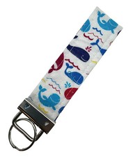 Whales Key Chain, Beach Key Fob, Fabric Whale Keychain