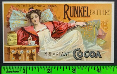 Vintage 1890 Runkel Brothers Chocolate Cocoa E-UNC Candy Card