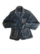 Calvin Klein Vintage Copper Effect Embellished Embroidered Denim Blazer Xl