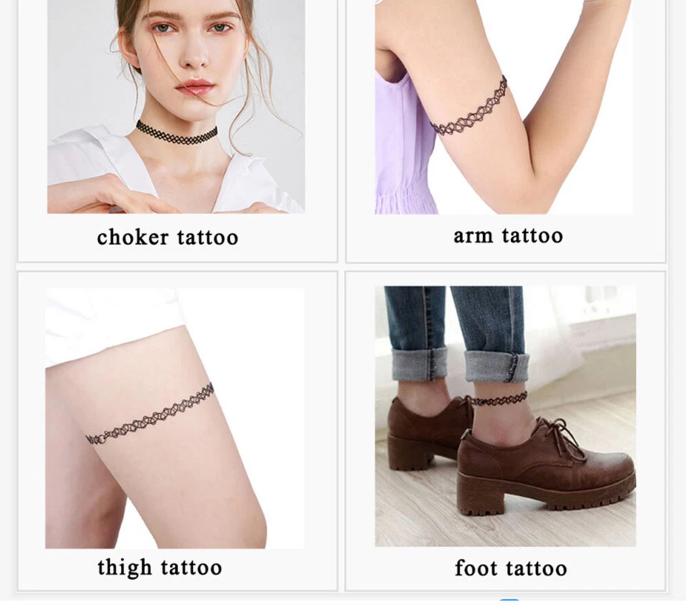 Juego de collar gargantilla flor gótica cuello elástico plástico 12 piezas Foto 2 de 4