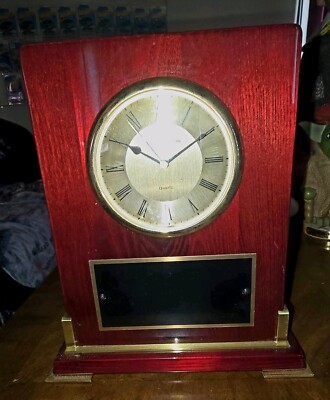 Rosewood Piano Finish with Gold Highlights Desk Clock.
