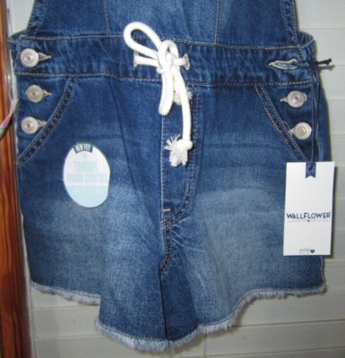 Wallflower Denim Shortalls Bibs Women's M Soft Comfy NEW Tomboy Jogger