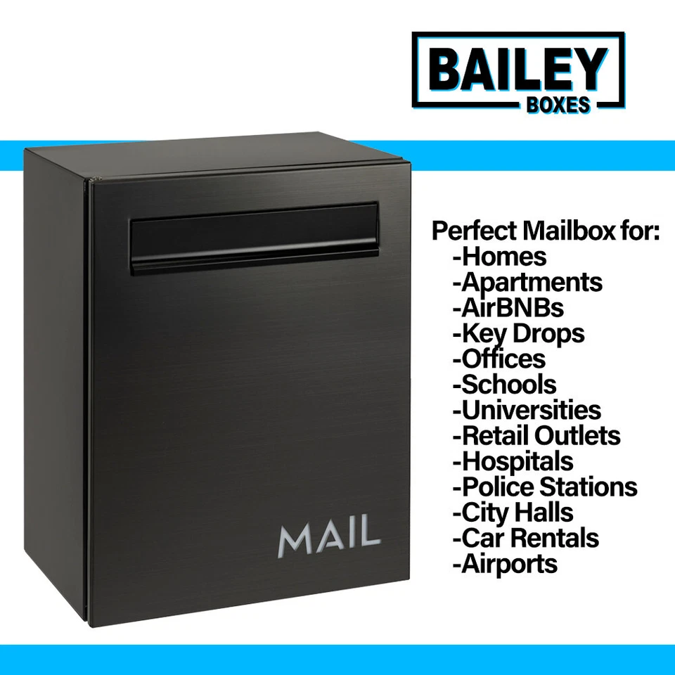 OPEN BOX - Modern Dark Stainless Locking Mailbox - 15.75"H x 11.75"W x 7.5"D - Image 3 of 4