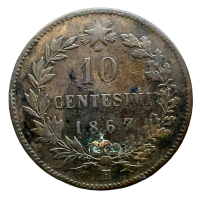 ITALY 1867 H 10 CENTESIMI COPPER COIN HIGH GRADE KM# 11.3 RARE. | eBay