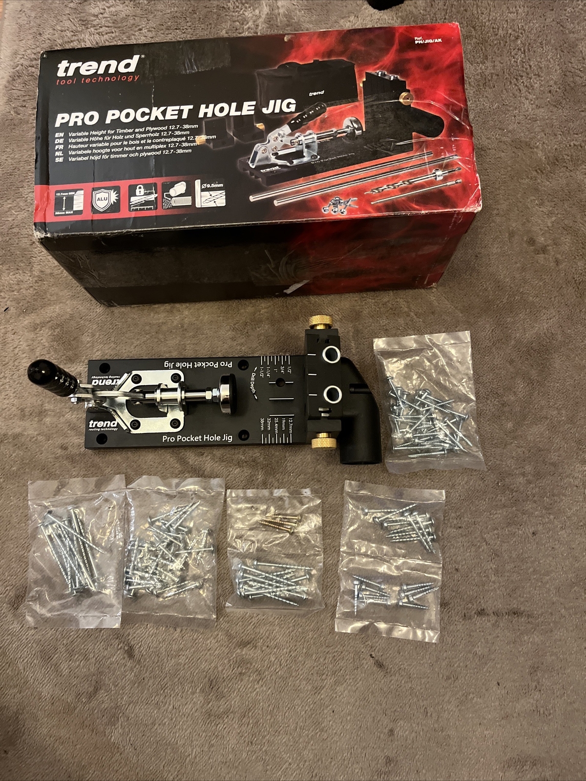 TREND ROUTING PRO POCKET HOLE JIG PH/JIG/AK + 200 X 8mm X 50mm SCREWS
