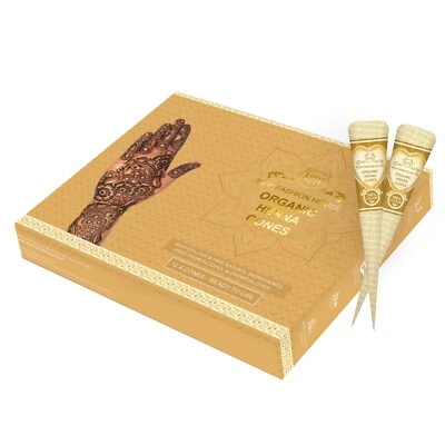 NEW FASHION HOUSE 100% ORGANIC HENNA MEHNDI TATTOO KIT PASTE CONES - NATURAL & FRESH