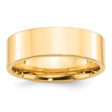 14k Yellow Gold 7mm Flat Comfort Fit Wedding Band Ring Size 9 for Men 9.55g