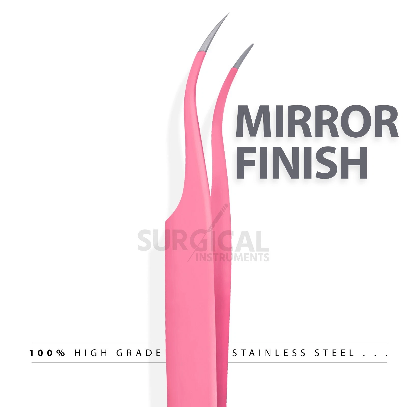 2 Pcs Eyelash Extension Tweezers Straight & Curved Stainless Set (pink) German G image 6