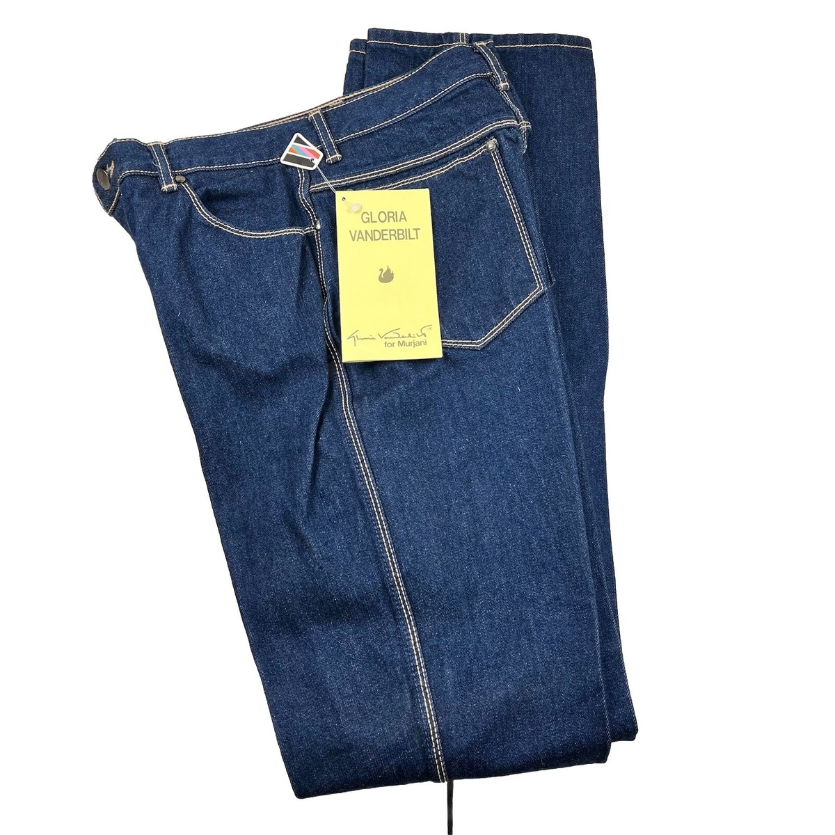 Vintage Gloria Vanderbilt Murjani Jeans Gold Stitch Swan 12