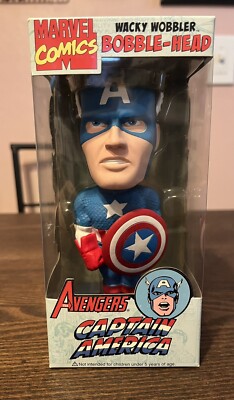 Vintage Captain America Marvel Comics Bobble Head Wacky Wobbler  2008 Avengers
