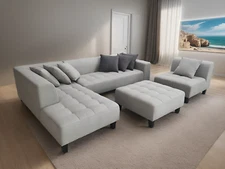4-Piece Grey Microfiber Sectional Sofa Set S1107LG